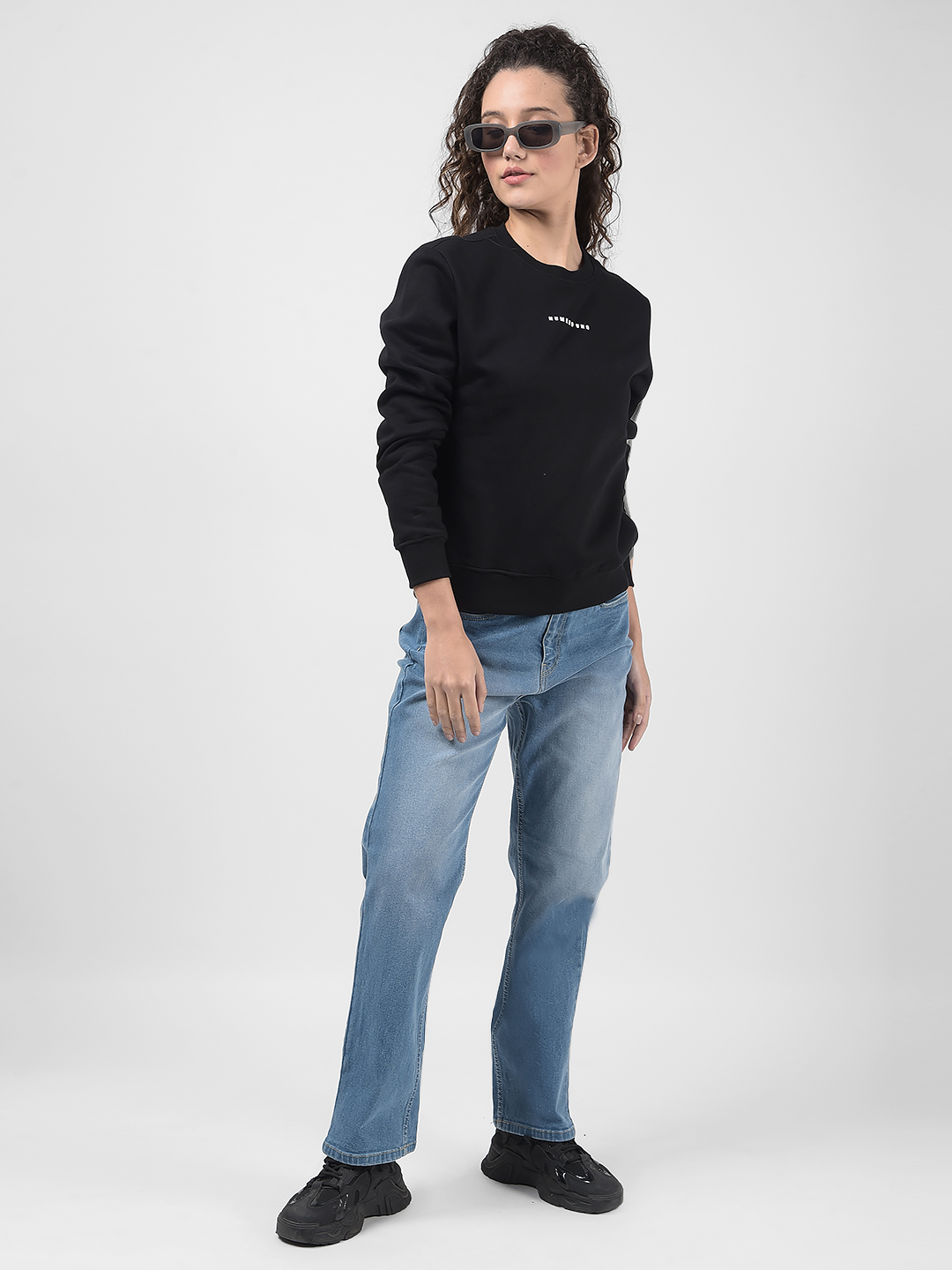 Numero Uno Women Black Solid Sweatshirt